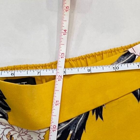 LOFT Yellow, Navy, Tropical, Floral Wide Leg Cropped Pull On Pants/Trousers SP - Picture 9 of 12
